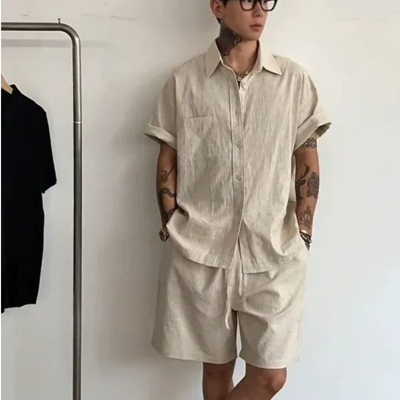 Linen Shorts Men - Conjunto de 2 Piezas de Lino