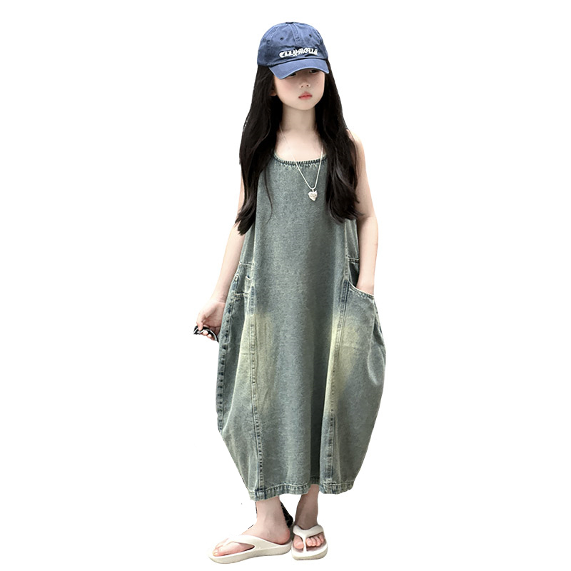 Summer Kids Clothing - Vintage azul niños niñas alta calidad