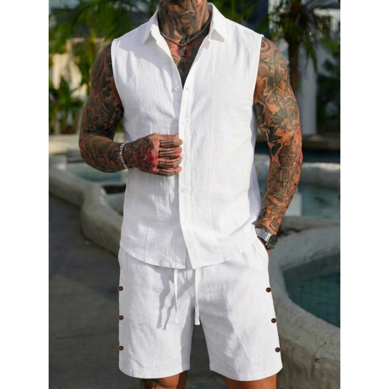 Conjunto de 2 Piezas para Homb - Linen Shorts Men reseña y precio
