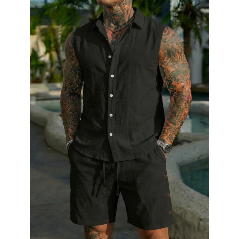 Conjunto de 2 Piezas para Homb - Linen Shorts Men reseña y precio
