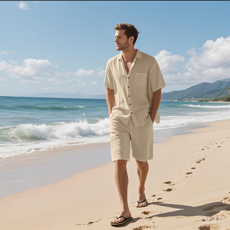 Conjunto de Camisa y Pantalone - Linen Shorts Men reseña y precio