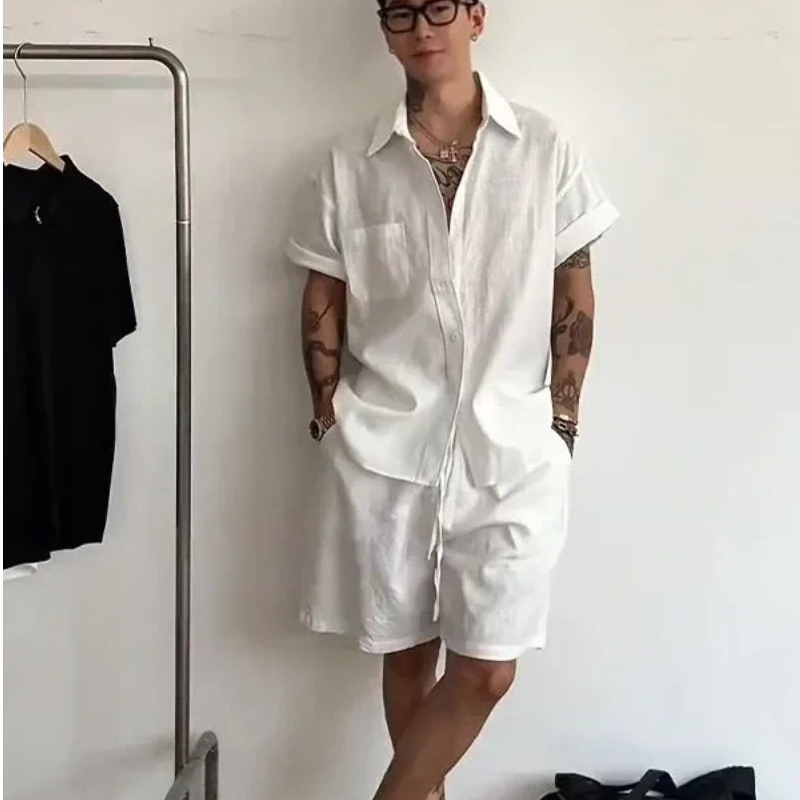 Conjunto de 2 Piezas de Lino y - Linen Shorts Men reseña y precio
