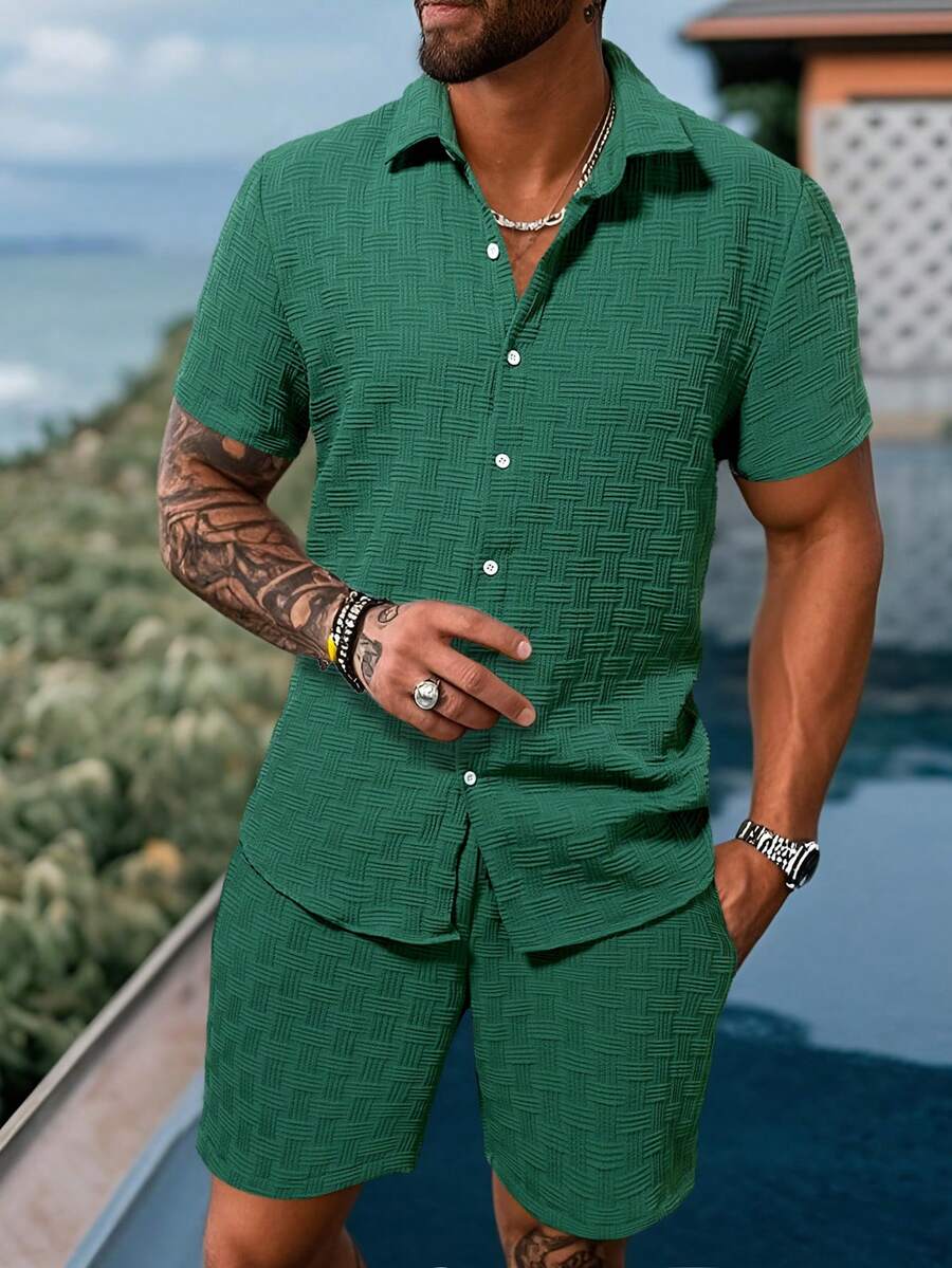 Conjunto de Camisa de Manga Co - Linen Shorts Men reseña y precio