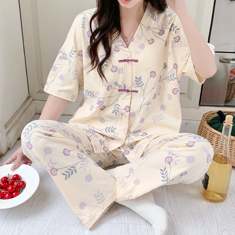 Conjuntos de pijamas de manga  - Summer Clothing Young Women reseña y precio